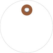 2" Diameter Plastic Circle Tags, White, 100 Pack