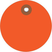 2" Diameter Plastic Circle Tags, Orange, 100 Pack