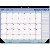 Blueline Academic Desk Pad Calendar, 21.25 x 16, White/Blue/Green, 2023-2024