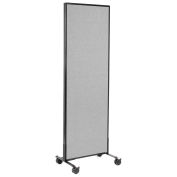 24-1/4"W x 75"H Mobile Office Partition Panel, Gray