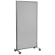 36-1/4"W x 75"H Mobile Office Partition Panel, Gray