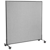 60-1/4"W x 63"H Mobile Office Partition Panel, Gray