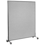 60-1/4"W x 75"H Mobile Office Partition Panel, Gray