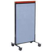 24-1/4"W x 46-1/2"H Mobile Deluxe Office Partition Panel, Blue