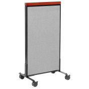 24-1/4"W x 46-1/2"H Mobile Deluxe Office Partition Panel, Gray