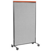 36-1/4"W x 64-1/2"H Mobile Deluxe Office Partition Panel, Gray