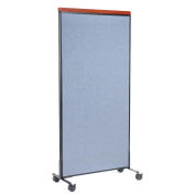 36-1/4"W x 76-1/2"H Mobile Deluxe Office Partition Panel, Blue