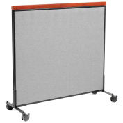 48-1/4"W x 46-1/2"H Mobile Deluxe Office Partition Panel, Gray