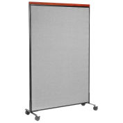 48-1/4"W x 76-1/2"H Mobile Deluxe Office Partition Panel, Gray