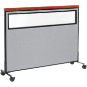 60-1/4"W x 46-1/2"H Mobile Deluxe Office Partition Panel with Partial Window, Gray