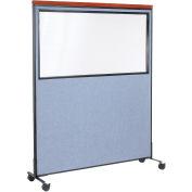 60-1/4"W x 76-1/2"H Mobile Deluxe Office Partition Panel with Partial Window, Blue