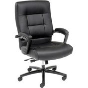 Big & Tall Task Chair with High Back, Leather, Black