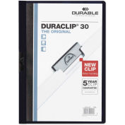 Durable Vinyl DuraClip Report Cover w/Clip, Letter, Holds 30 Pages, Clear/Navy