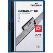 Durable Vinyl DuraClip Report Cover, Letter, Holds 60 Pages, Clear/Dark Blue