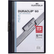 Durable Vinyl DuraClip Report Cover w/Clip, Letter, Holds 60 Pages, Clear/Navy