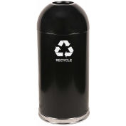 Witt Industries 415DTBK-R Indoor 15 Gallon Steel Recycling Container w/Open Dome Top, Black