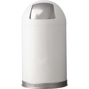 Witt Industries 12DTWH Standard 12 Gallon Steel Receptacle w/Dome Top Lid, White