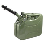 Wavian Jerry Can w/Spout & Spout Adapter, Green, 10 Liter/2.64 Gallon Capacity