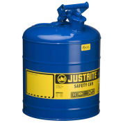 Justrite 7150300 Type I Steel Safety Can, 5 Gallon (19L), Self-Close Lid, Blue