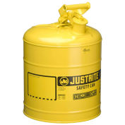 Justrite 7150200 Type I Steel Safety Can, 5 Gallon (19L), Self-Close Lid, Yellow