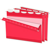 Pendaflex Ready-Tab Lift Tab Reinforced Hanging File Folders, 1/5 Tab, Letter, Red, 25/Box