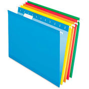 Pendaflex Reinforced Hanging Folders, Letter, Yellow, Red, Orange, Blue, Green, 25/Box