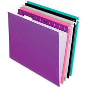 Pendaflex Reinforced Hanging Folders, Letter, Violet, Pink, Grey, Black, Aqua, 25/Box