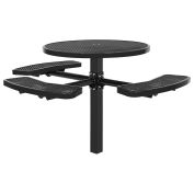 46" ADA Round Picnic Table, In-Ground Mount, Black