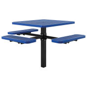 46" ADA Square Picnic Table, In-Ground Mount, Blue