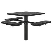 46" ADA Square Picnic Table, In-Ground Mount, Black