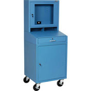 Mobile Security LCD Computer Cabinet Enclosure, Blue, Assembled, 24-1/2"W x 22-1/2"D x 62-3/4"H