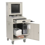Mobile Security LCD Computer Cabinet Enclosure, Gray, Assembled, 24-1/2"W x 22-1/2"D x 62-3/4"H
