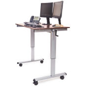 Luxor Standup Adjustable Height Workstation Desk, Walnut Top, 47-1/4"L x 29-1/2"W x 29"-42"-3/4 H