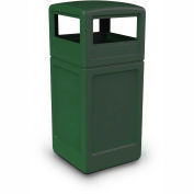 Commercial Zone Square Waste Container with Dome Lid, 42 Gallon, Green