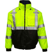 Tingley Bomber 3.1 Hi-Vis Hooded Jacket, Zipper, Fluorescent Yellow/Green/Black, XL