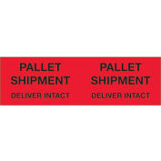 3" x 10" Pallet Shipment - Deliver Intact Pallet Corner Labels, Fluorescent Red, 500 Per Roll