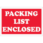 2"x3" Packing List Enclosed Labels, Red/White, 500 Per Roll