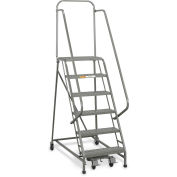 EGA L026 Industrial Rolling Ladder 6-Step, 26" Wide Perforated, Gray, 450Lb. Capacity