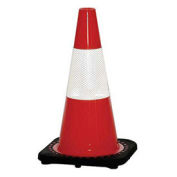 Cortina Safety 03-500-21 18" Solid Orange Cone with Black Base W/6" Upper Reflective Collar - Pkg Qty 12