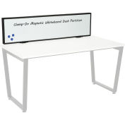 56"W x 16"H Universal Clamp-On Desk Partition, Magnetic Whiteboard