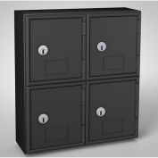 United Visual Cell Phone Locker, 4 Door, 11" x 4" x 12-1/2", Black/Black