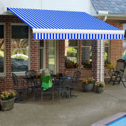 Awntech Retractable Awning Left Motor 24'W x 10"D x 10"H Bright Blue/White