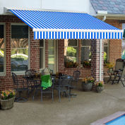 Awntech Retractable Awning Left Motor 10'W x 8'D x 10"H Blue/White