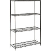 Nexel Medium Duty Wire Shelving Unit, Black Epoxy, 36"W x 18"D x 74"H