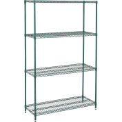 Nexel Medium Duty Wire Shelving Unit, Green Epoxy, 48"W x 18"D x 74"H