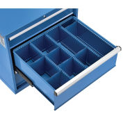 Divider Kit for 10"H Drawer of Modular Drawer Cabinet, 3 Long & 6 Short , Blue