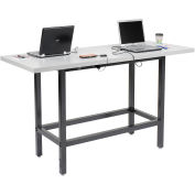 Standing Height Table With Power, 72"W x 30"D , Gray