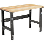 Adjustable Height Workbench C-Channel Leg, 48"W x 30"D, 1-1/2" Birch Top Square Edge, Black