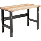 Adjustable Height Workbench C-Channel Leg, 48"W x 36"D, 1-3/4" Maple Top Square Edge, Black