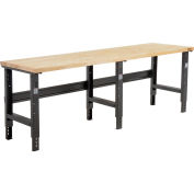 Adjustable Height Workbench C-Channel Leg, 96"W x 30"D, 1-3/4" Maple Top Square Edge, Black